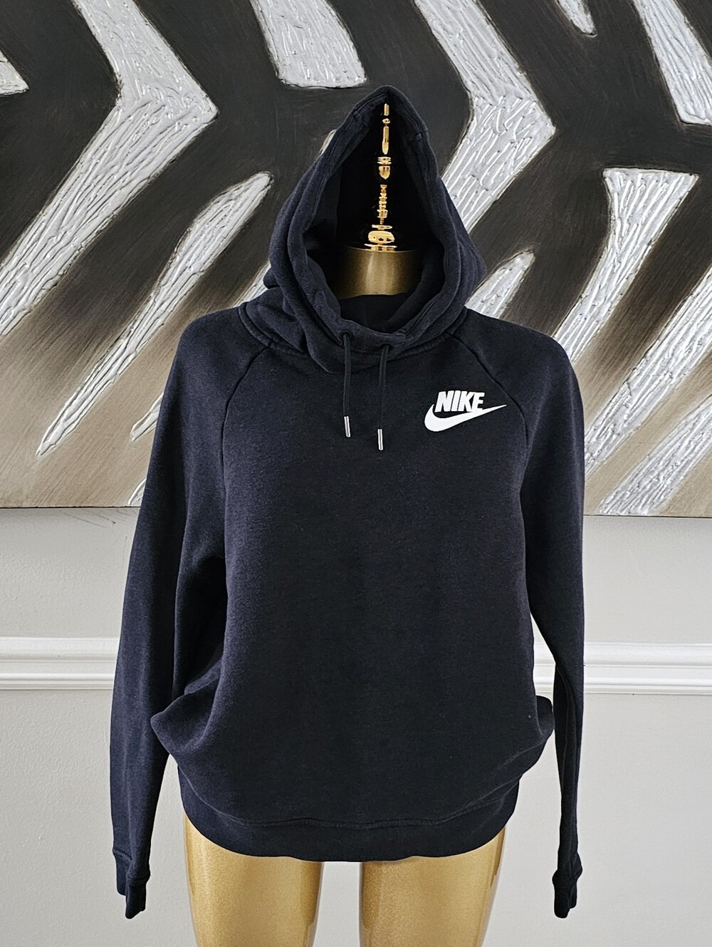 Nike Black Fleece Pullover Hoodie Sweatshirt Size S